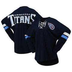 NFL Tennessee Titans Women's Spirit Jersey Lace-Up V-Neck Long Sleeve T-Shirt