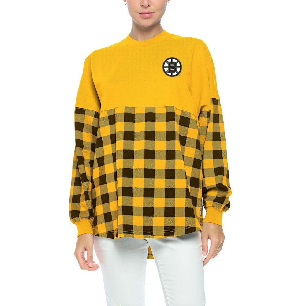 Boston Bruins Fanatics Women's Buffalo Check Long Sleeve T-Shirt