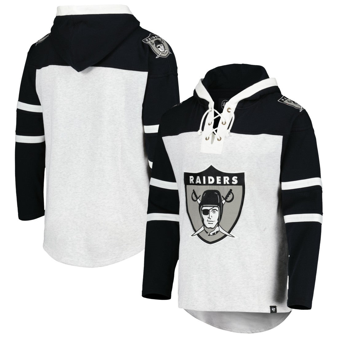NFL Las Vegas Raiders '47 Historic Logo Gridiron Lace-Up Pullover Hoodie