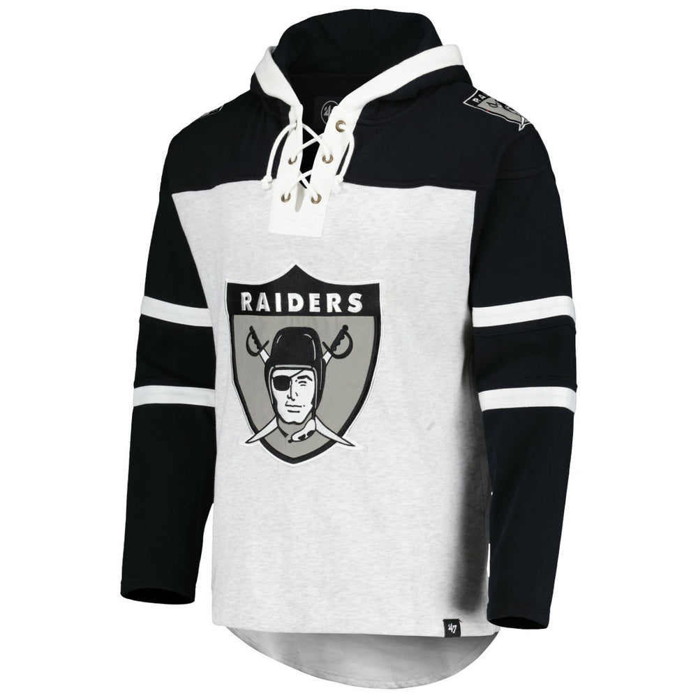 NFL Las Vegas Raiders '47 Historic Logo Gridiron Lace-Up Pullover Hoodie