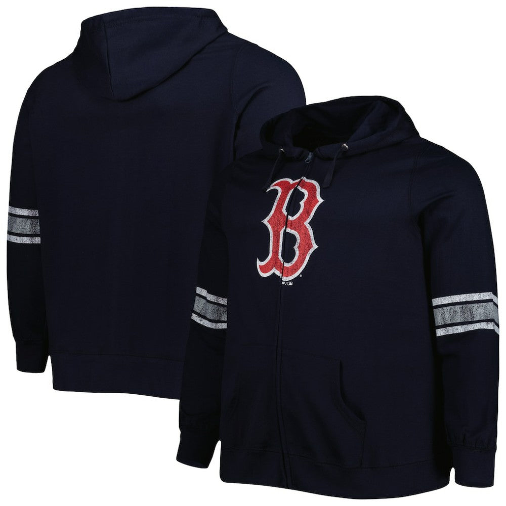 Boston Red Sox Women's Plus Size Front Logo Full-Zip Hoodie - Navy/Heather Gray