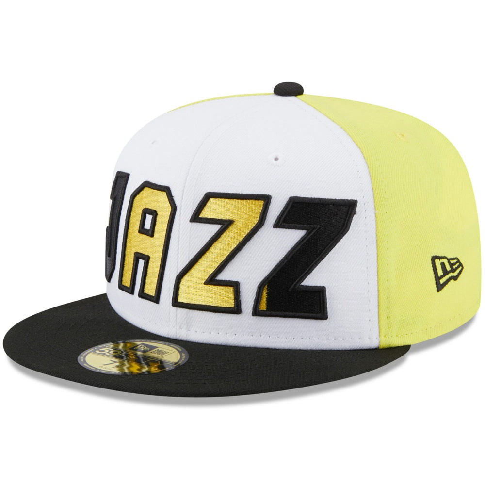 Utah Jazz Back Half 59FIFTY Fitted Hat - White/Black | New Era for sale