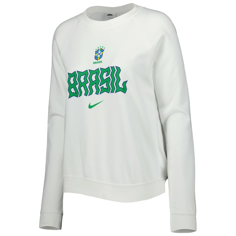 Brazil National Team Women's Lockup Varsity Tri-Blend Raglan Pullover Sweatshirt / Soccer Discount