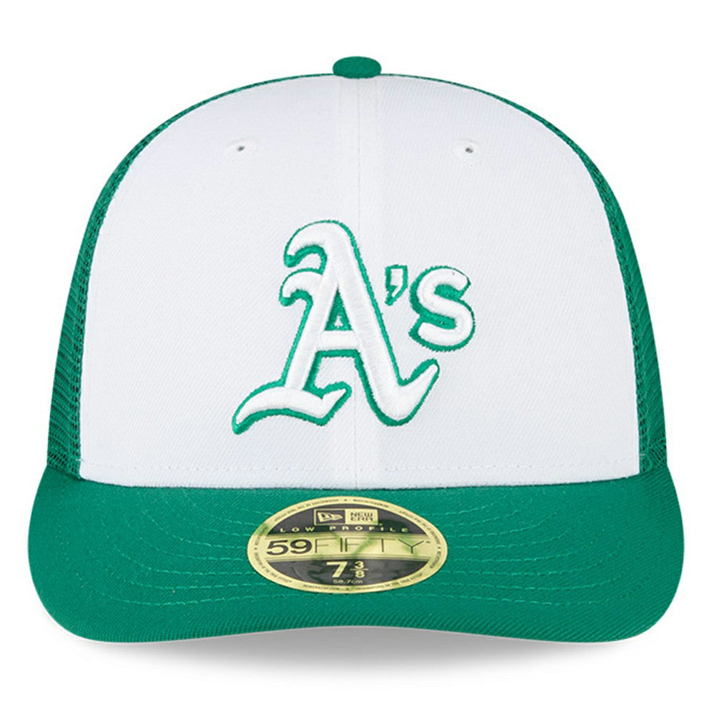 Athletics 2023 On-Field Batting Practice Low Profile 59FIFTY Fitted Hat - White/Green | New Era