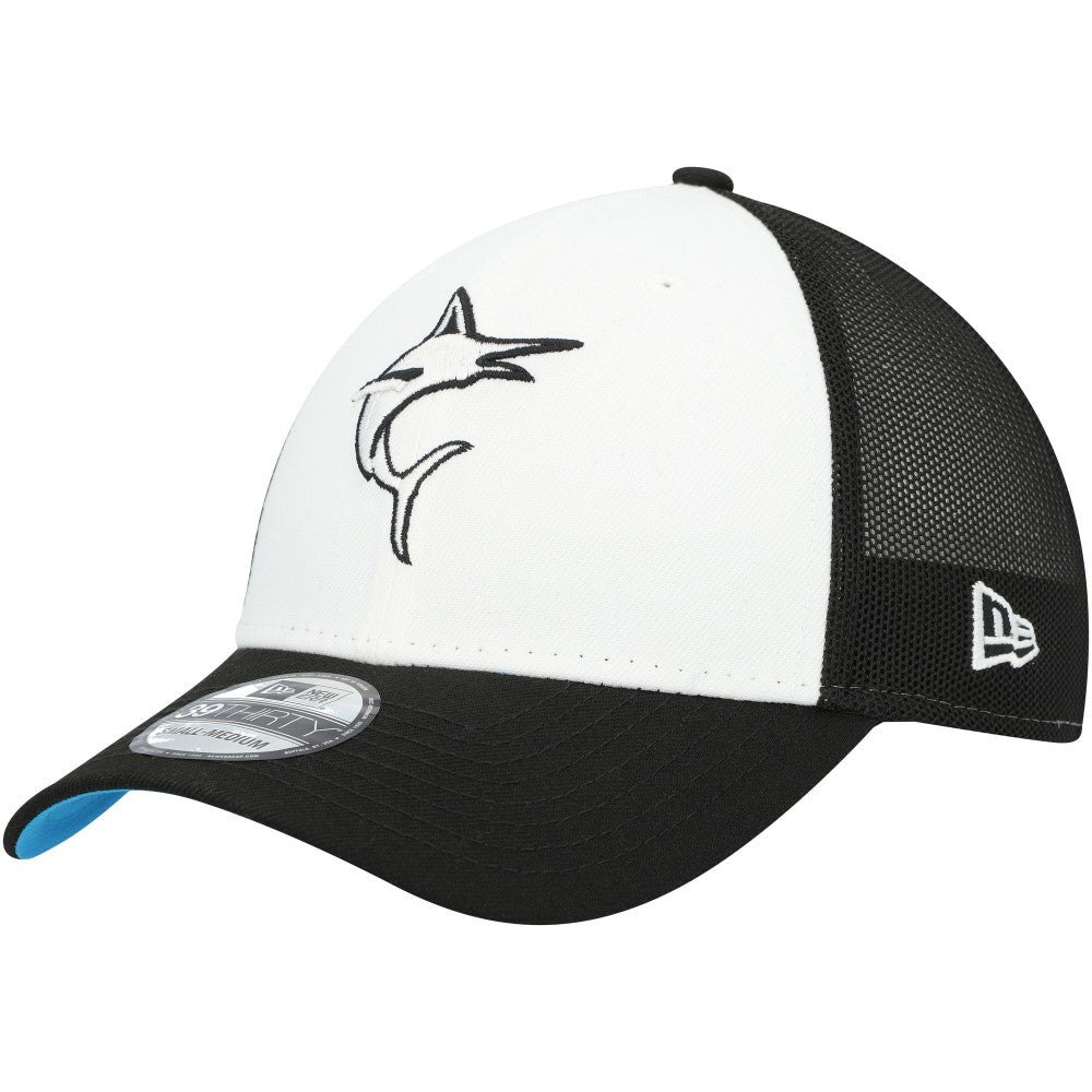 Miami Marlins 2023 On-Field Batting Practice 39THIRTY Flex Hat - Black/White | New Era