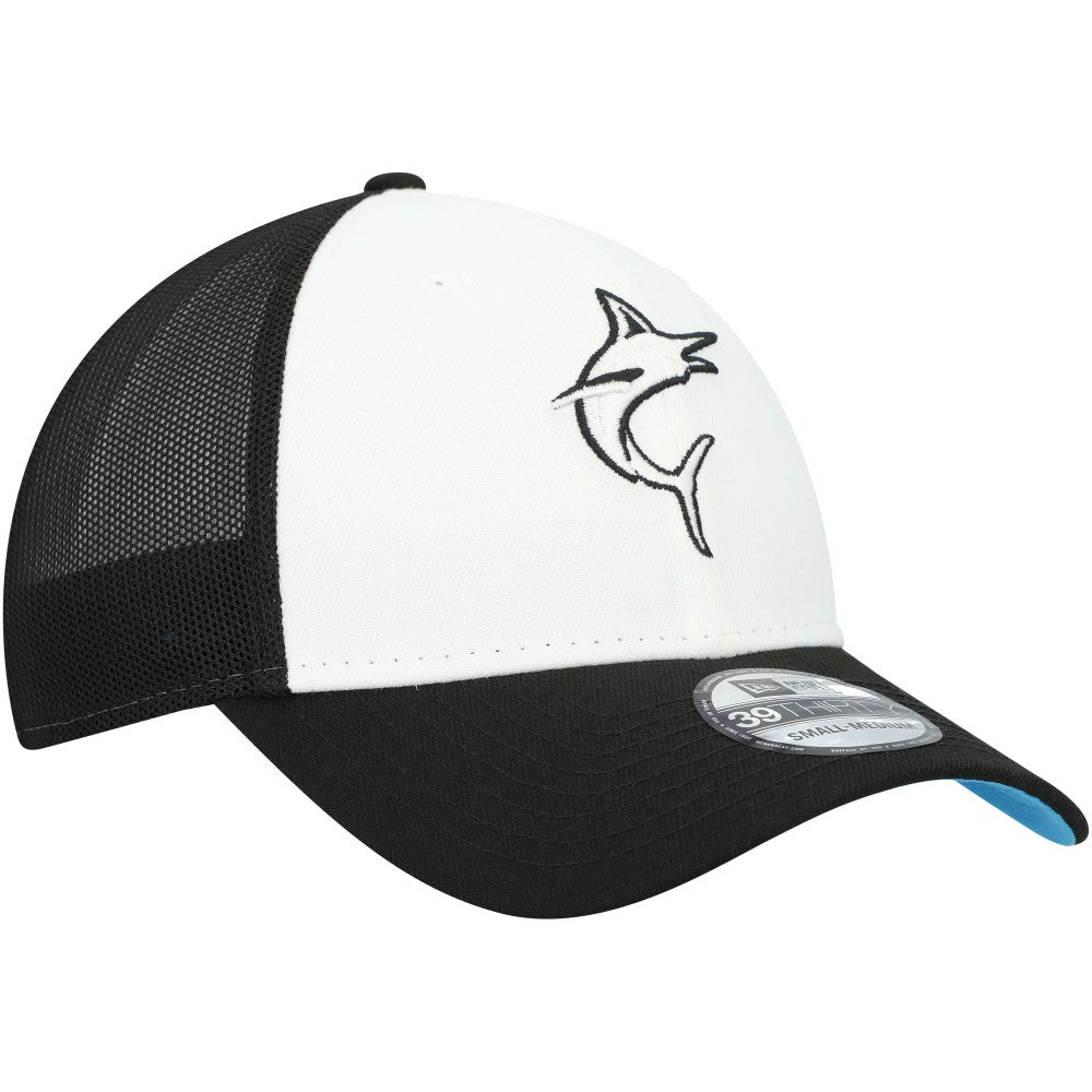 Miami Marlins 2023 On-Field Batting Practice 39THIRTY Flex Hat - Black/White | New Era