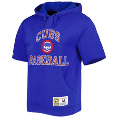 Chicago Cubs Cooperstown Collection Washed Fleece Pullover Short Sleeve Hoodie - Royal | Mitchell & Ness