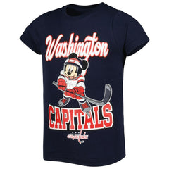 Washington Capitals Girls Youth Mickey Mouse Go Team Go T-Shirt