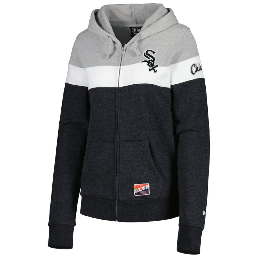 Chicago White Sox Women's Colorblock Full-Zip Hoodie Jacket - Heather Black | New Era
