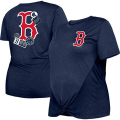 Boston Red Sox Women's Plus Size Two-Hit Front Knot T-Shirt - Navy | New Era