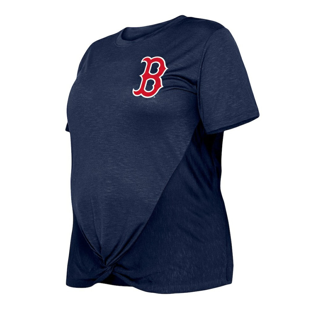 Boston Red Sox Women's Plus Size Two-Hit Front Knot T-Shirt - Navy | New Era