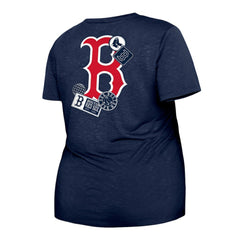 Boston Red Sox Women's Plus Size Two-Hit Front Knot T-Shirt - Navy | New Era