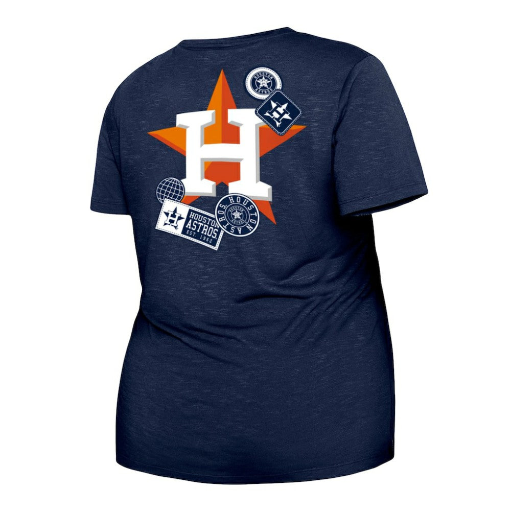 Houston Astros Women's Plus Size Two-Hit Front Knot T-Shirt - Navy | New Era