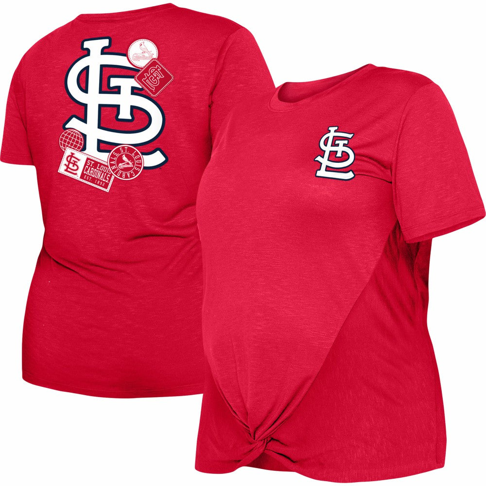 St. Louis Cardinals Women's Plus Size Two-Hit Front Knot T-Shirt - Red | New Era