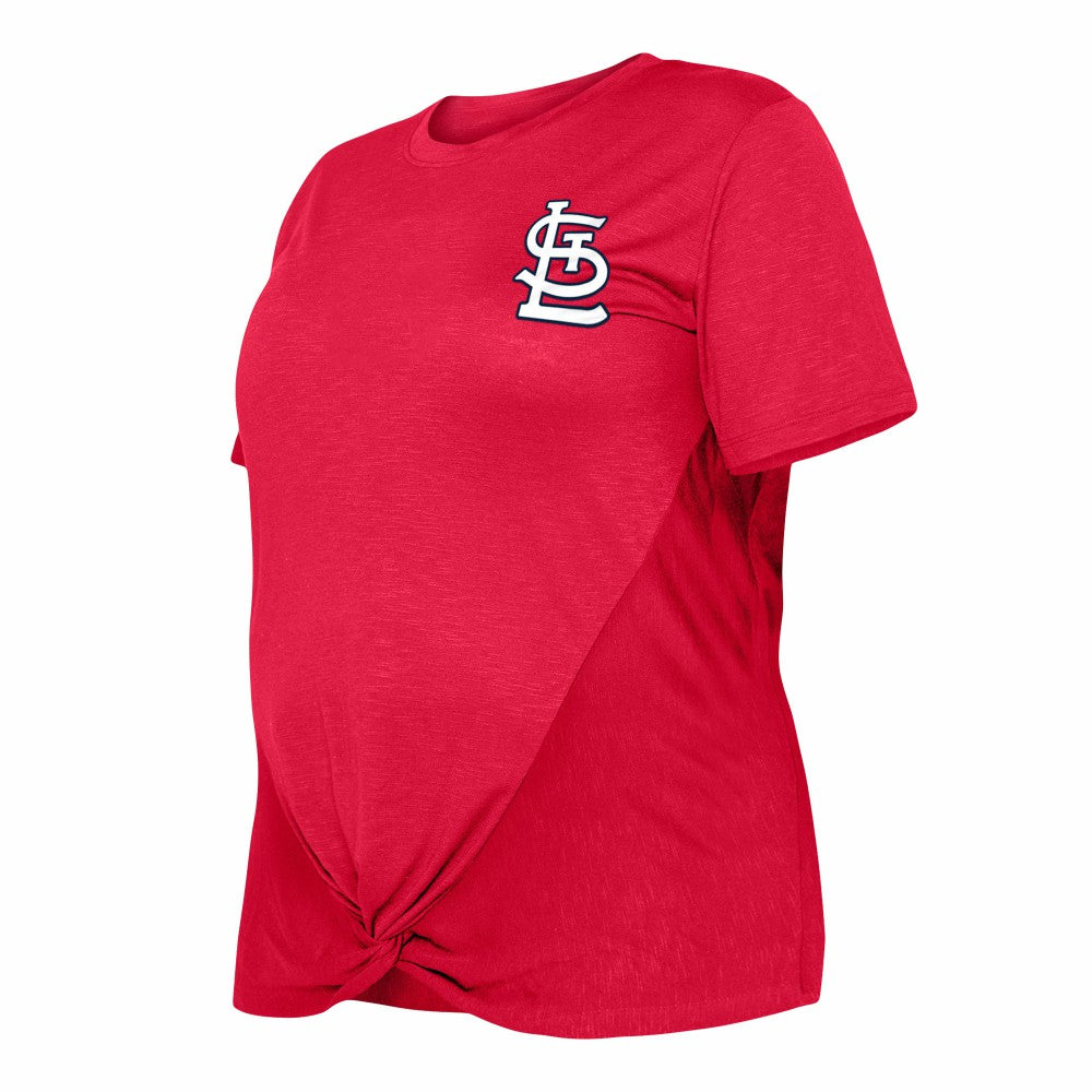 St. Louis Cardinals Women's Plus Size Two-Hit Front Knot T-Shirt - Red | New Era