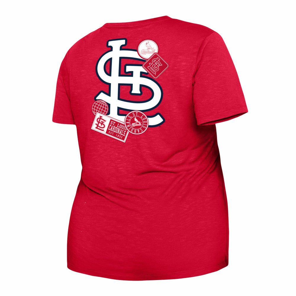 St. Louis Cardinals Women's Plus Size Two-Hit Front Knot T-Shirt - Red | New Era