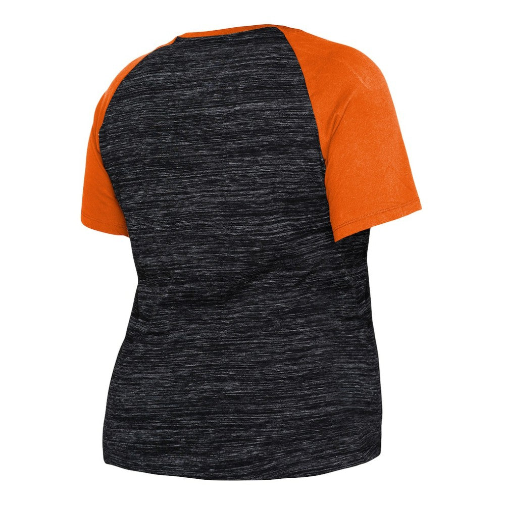 San Francisco Giants Women's Plus Size Space Dye Raglan V-Neck T-Shirt - Black | New Era