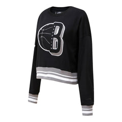 Brooklyn Nets Pro Standard Women's Mash Up Pullover Sweatshirt - Black cheap