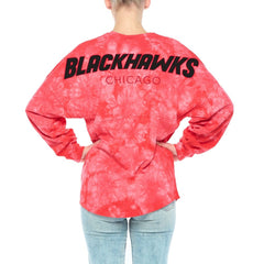 Chicago Blackhawks Fanatics Women's Crystal-Dye Long Sleeve T-Shirt