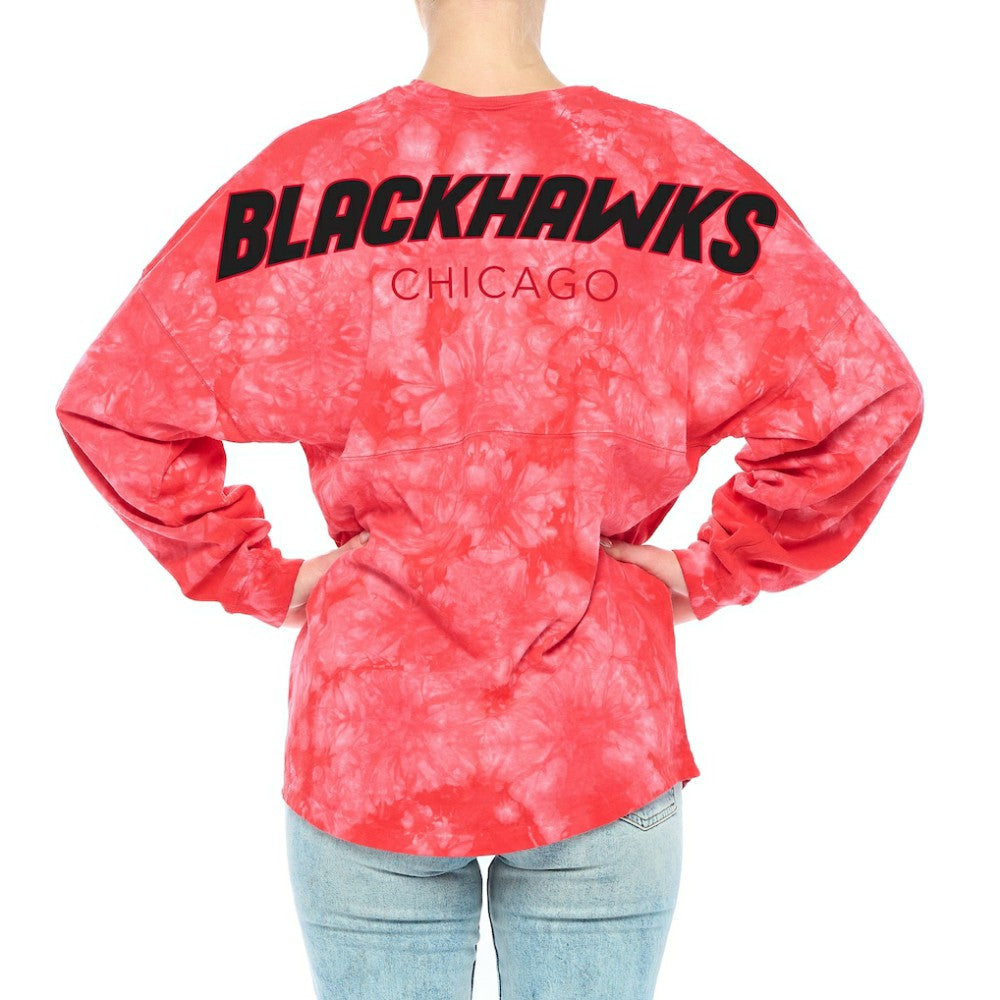 Chicago Blackhawks Fanatics Women's Crystal-Dye Long Sleeve T-Shirt