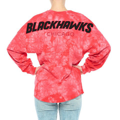 Chicago Blackhawks Fanatics Women's Crystal-Dye Long Sleeve T-Shirt