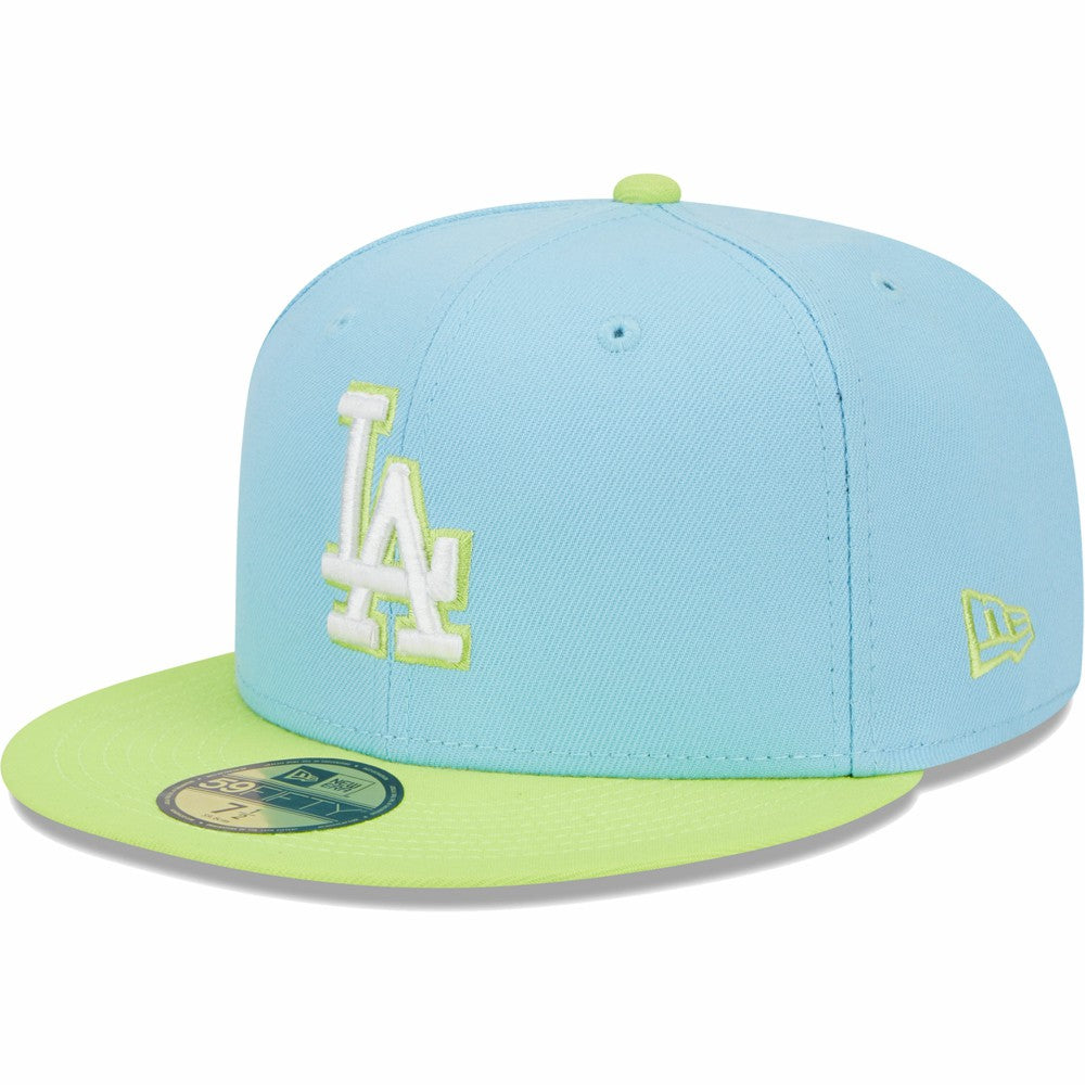 Los Angeles Dodgers Spring Color Two-Tone 59FIFTY Fitted Hat - Light Blue/Neon Green | New Era