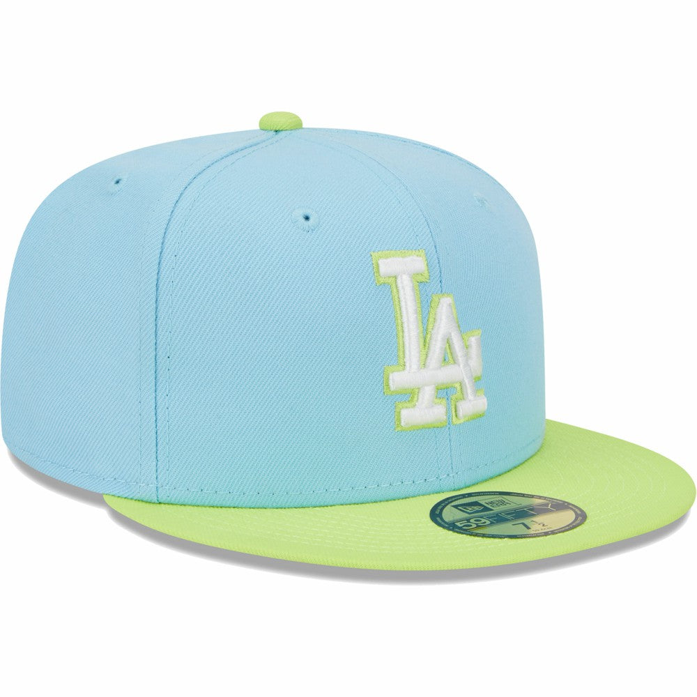Los Angeles Dodgers Spring Color Two-Tone 59FIFTY Fitted Hat - Light Blue/Neon Green | New Era