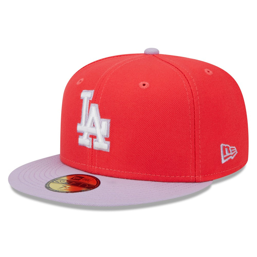 Los Angeles Dodgers Spring Color Two-Tone 59FIFTY Fitted Hat - Red/Lavender | New Era