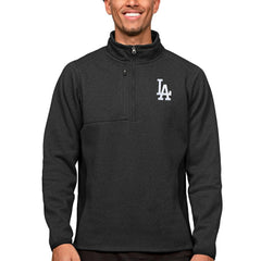 Los Angeles Dodgers Antigua Course Quarter-Zip Pullover Top - Heathered Black