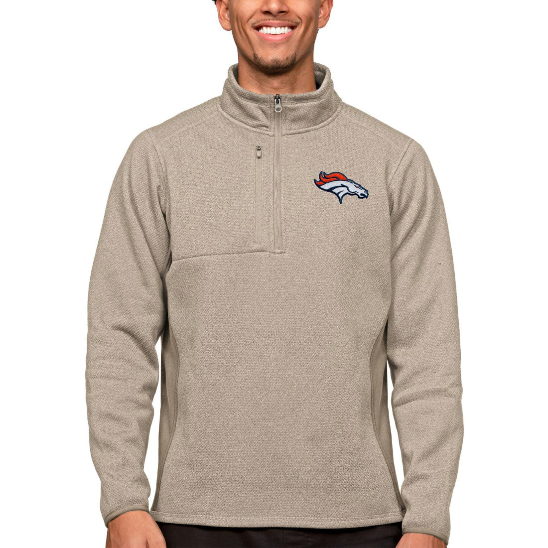 NFL Denver Broncos Antigua Course Quarter-Zip Pullover Top