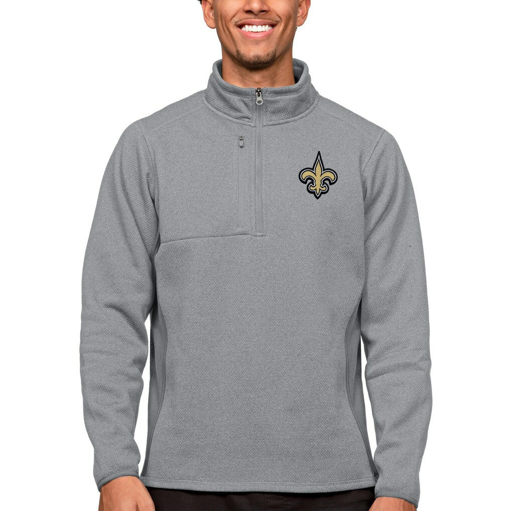 NFL New Orleans Saints Antigua Course Quarter-Zip Pullover Top