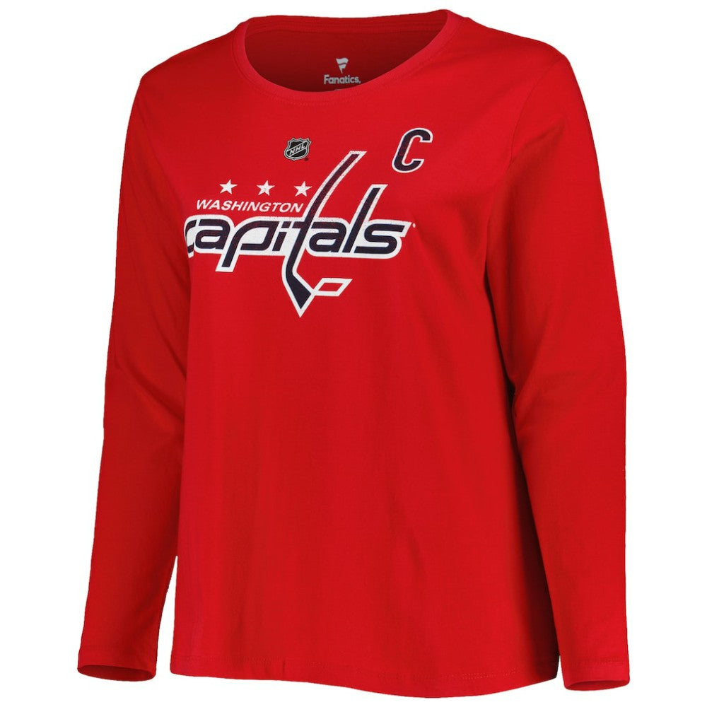 Washington Capitals Profile Women's Plus Size Distressed Printed Name & Number Long Sleeve T-Shirt