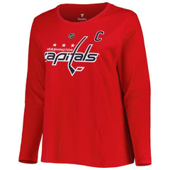 Washington Capitals Profile Women's Plus Size Distressed Printed Name & Number Long Sleeve T-Shirt