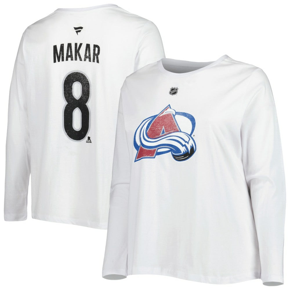 Colorado Avalanche Profile Women's Plus Size Distressed Printed Name & Number Long Sleeve T-Shirt