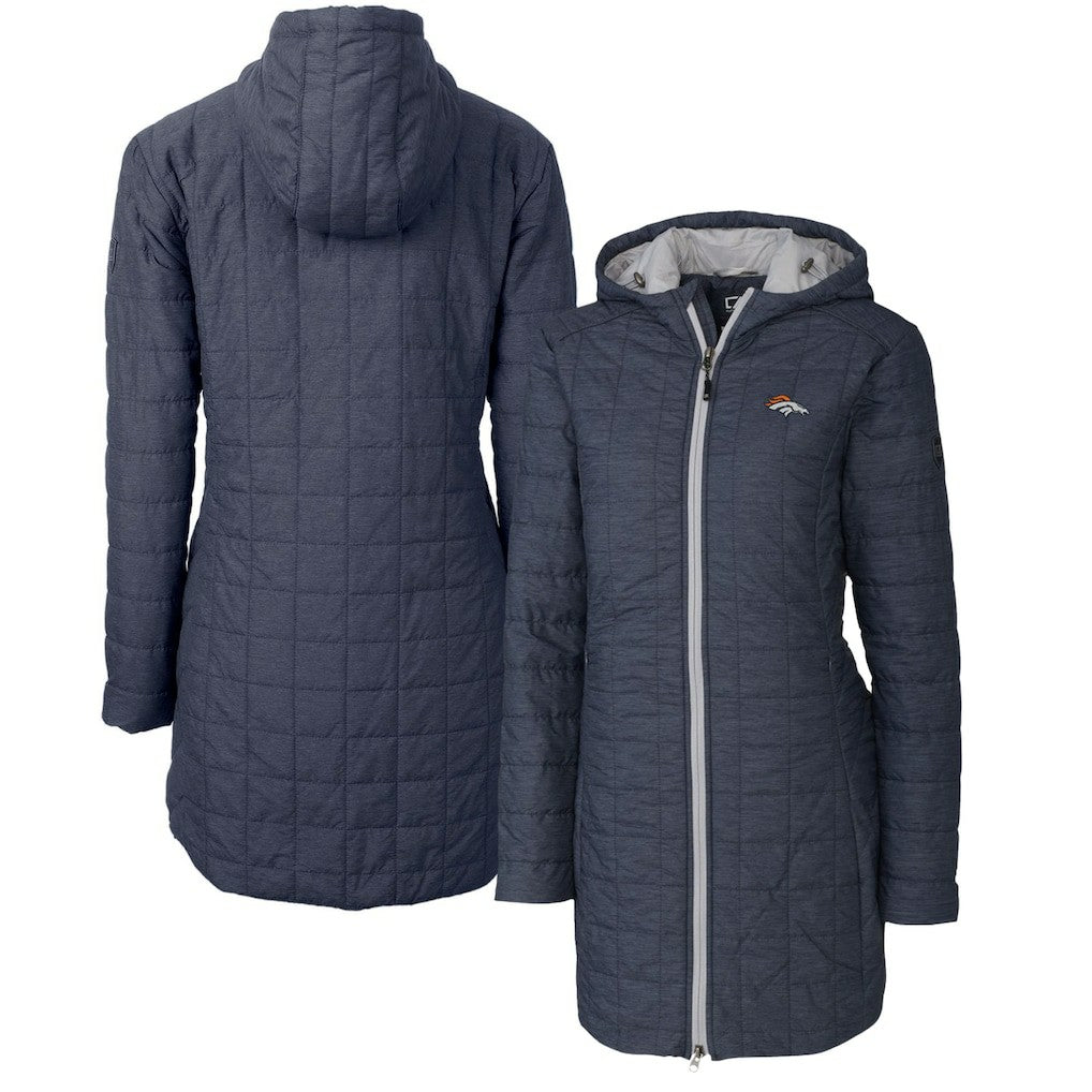 NFL Denver Broncos Cutter & Buck Women's Rainier Primaloft Eco Hooded Long Lightweight Coat