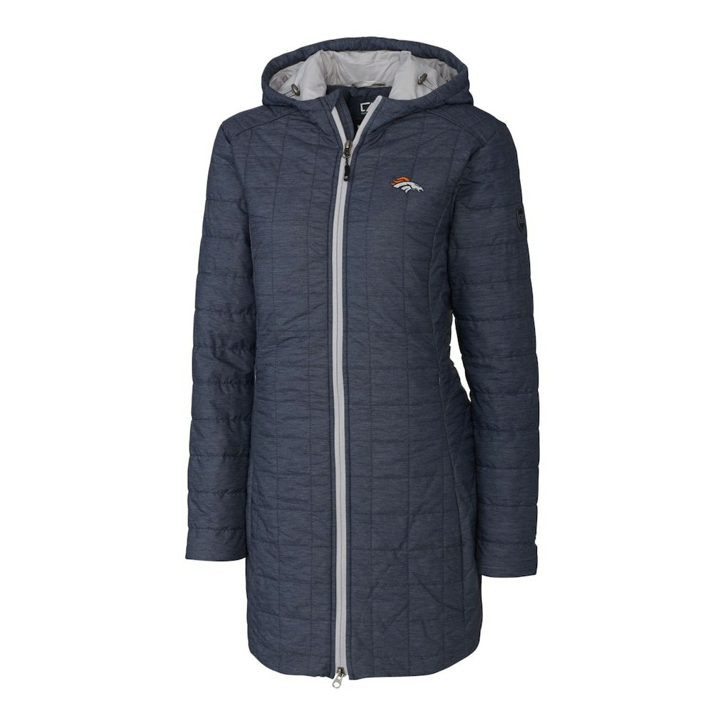 NFL Denver Broncos Cutter & Buck Women's Rainier Primaloft Eco Hooded Long Lightweight Coat