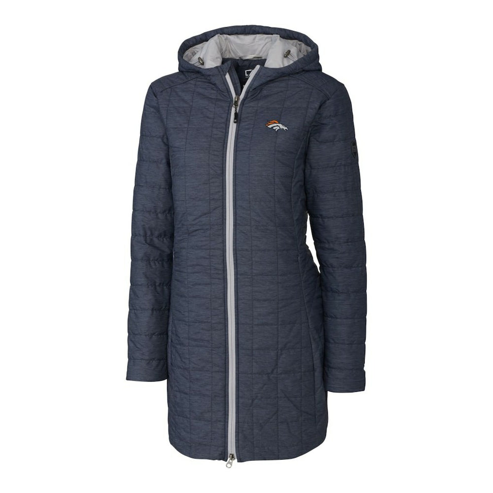 NFL Denver Broncos Cutter & Buck Women's Rainier Primaloft Eco Hooded Long Lightweight Coat