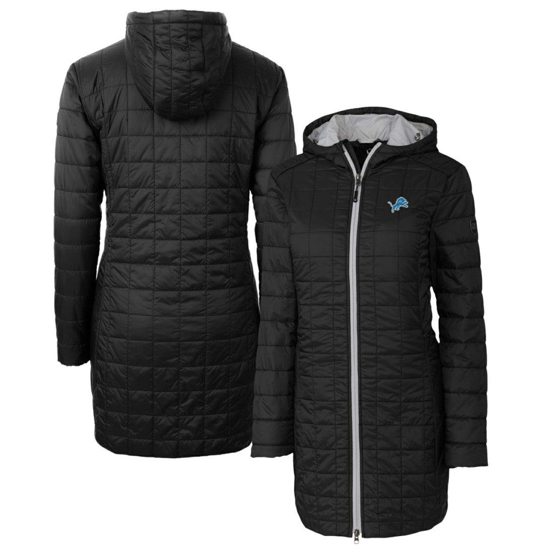 NFL Detroit Lions Cutter & Buck Women's Rainier Primaloft Eco Hooded Long Lightweight Coat