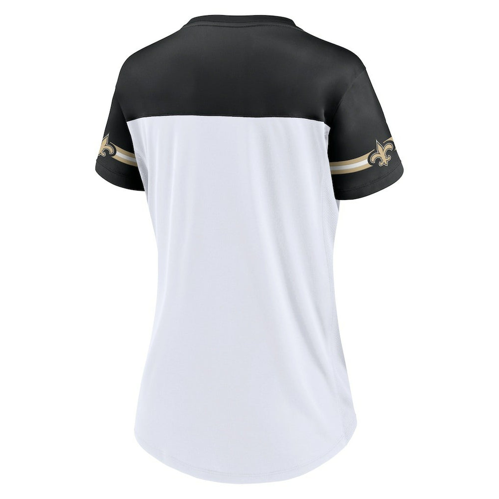 NFL New Orleans Saints Women's Dueling Slant V-Neck Lace-Up T-Shirt