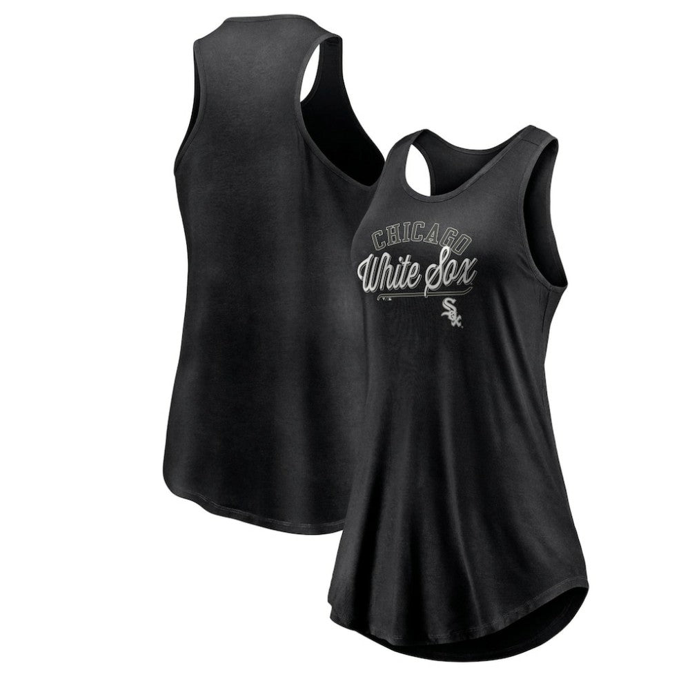 Chicago White Sox Women's Simplicity Swing Racerback Scoop Neck Tank Top - Black
