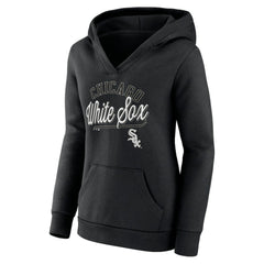 Chicago White Sox Women's Simplicity Crossover V-Neck Pullover Hoodie - Black