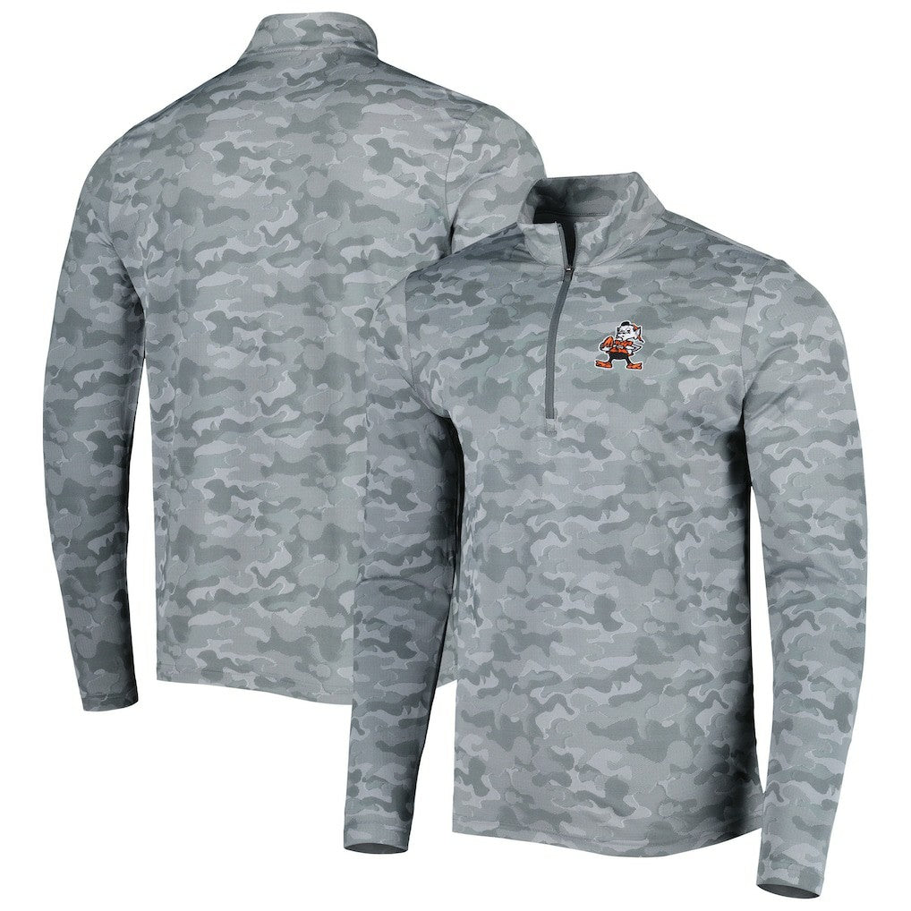 NFL Cleveland Browns Antigua Brigade Throwback Quarter-Zip Top