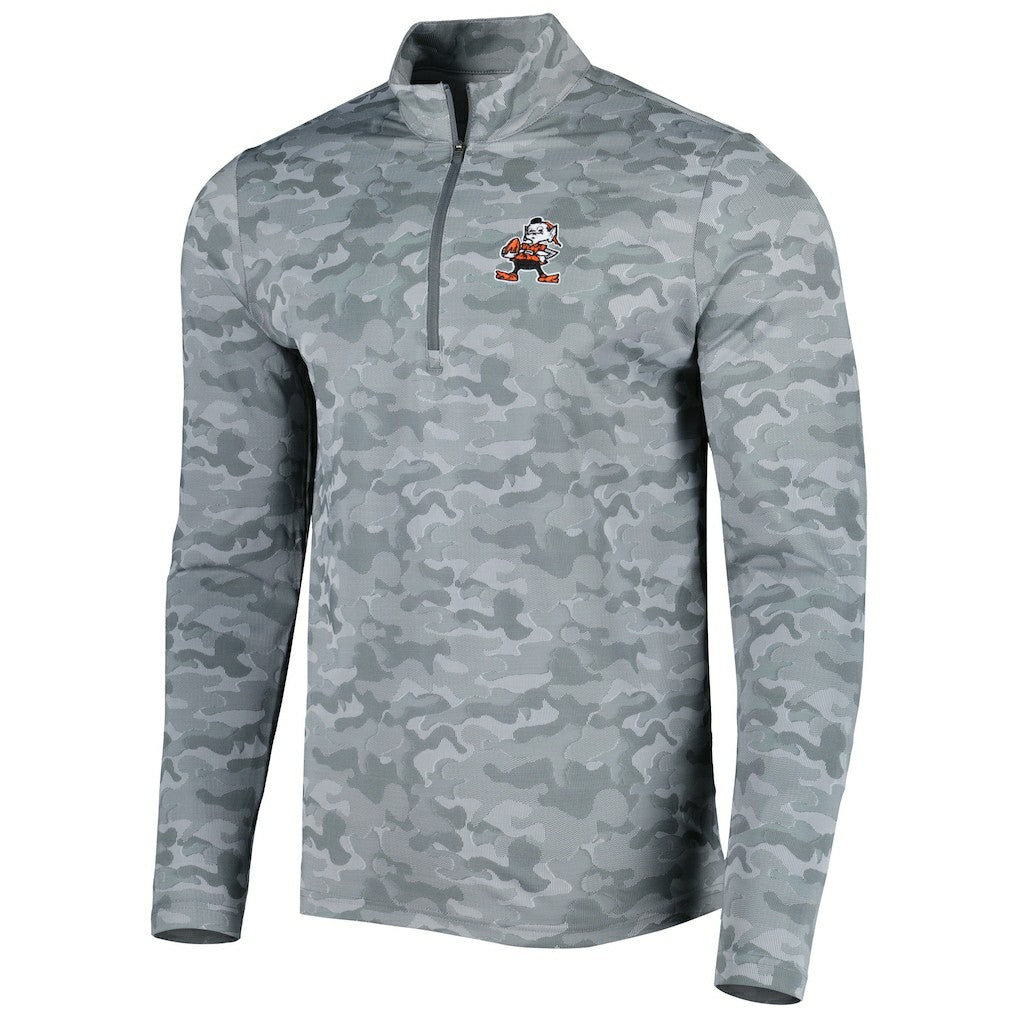 NFL Cleveland Browns Antigua Brigade Throwback Quarter-Zip Top