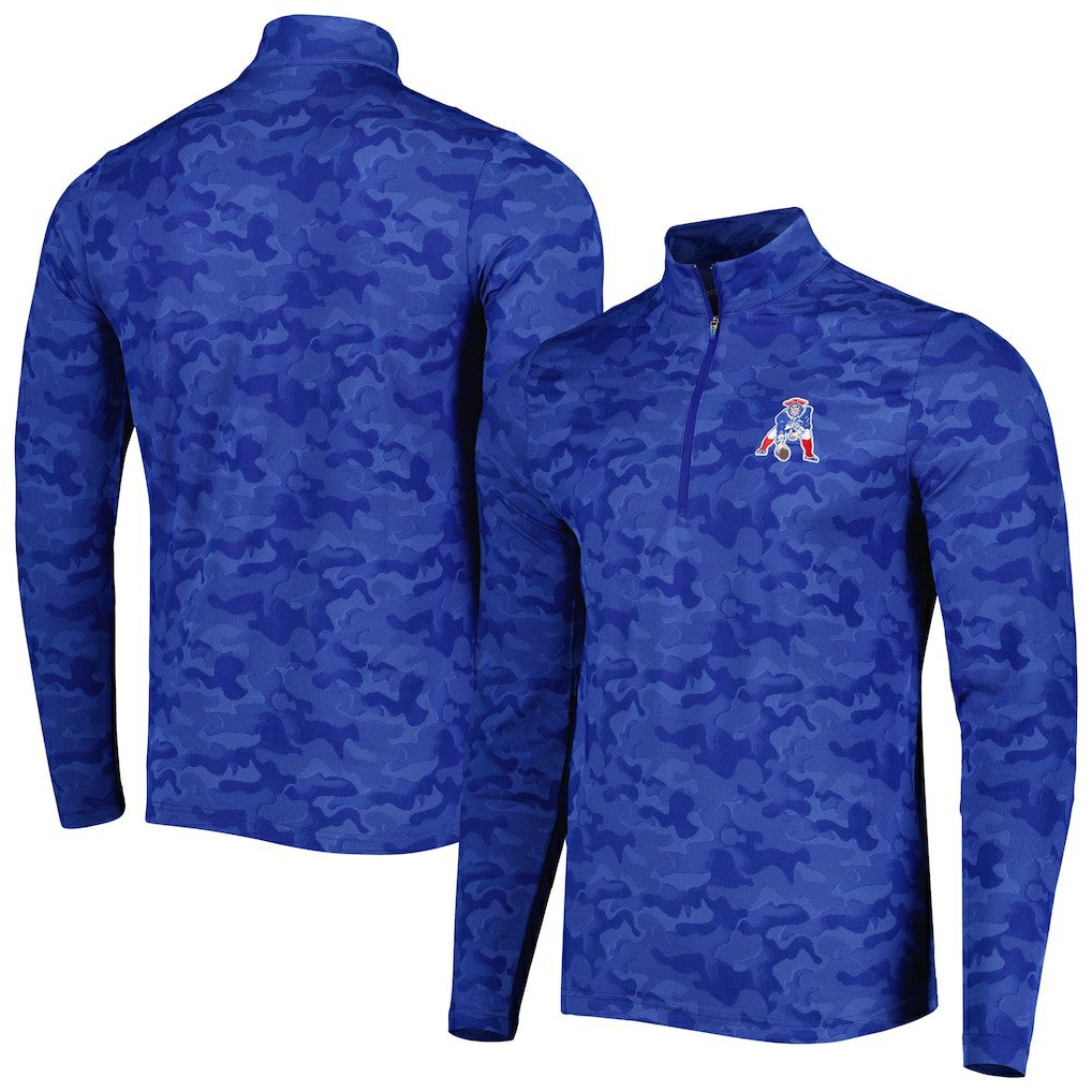 NFL New England Patriots Antigua Brigade Throwback Quarter-Zip Top