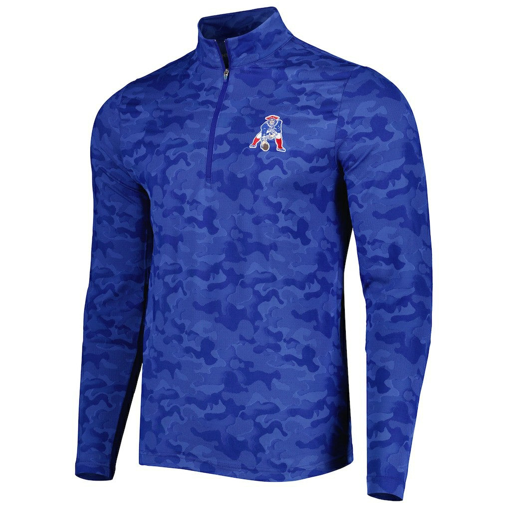 NFL New England Patriots Antigua Brigade Throwback Quarter-Zip Top