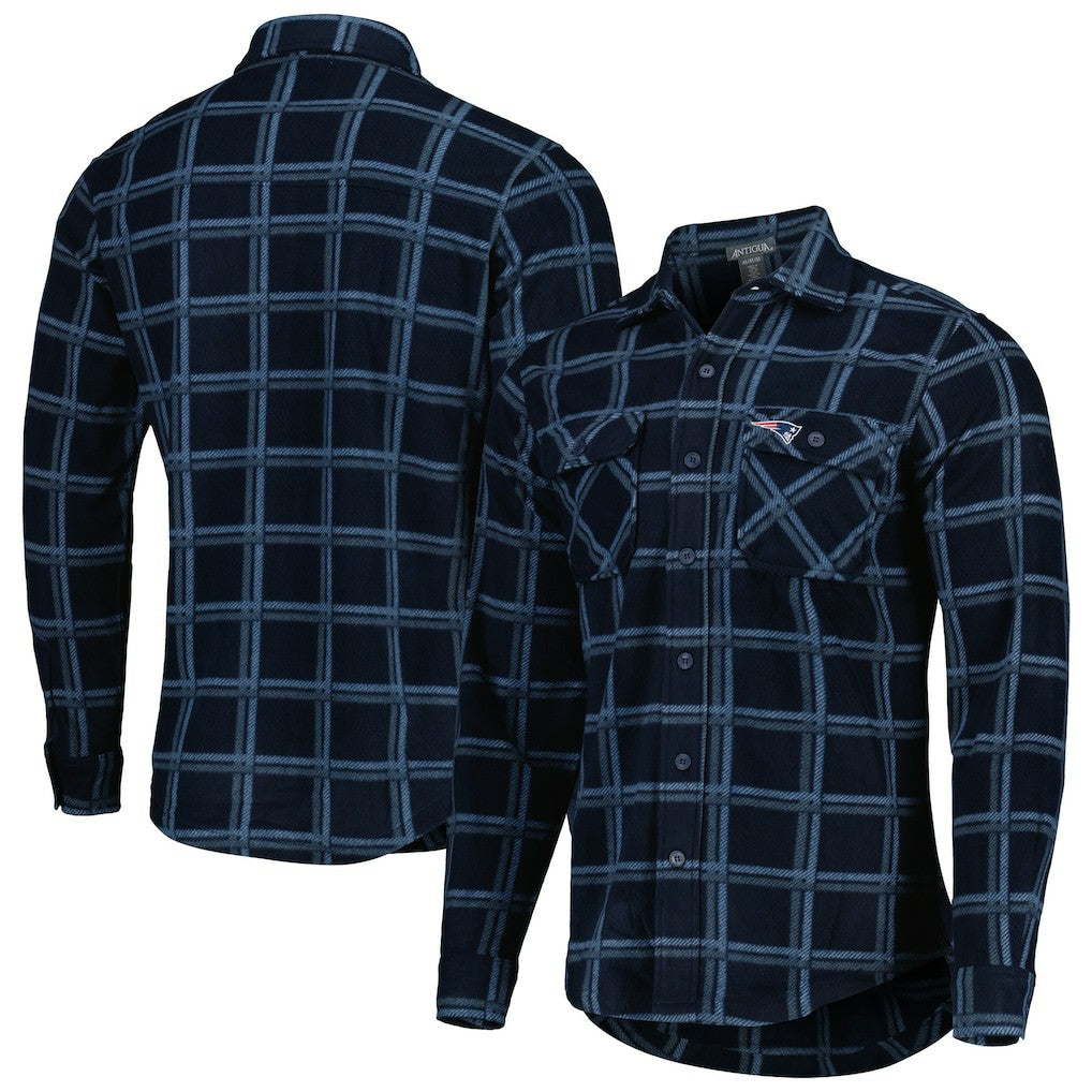 NFL New England Patriots Antigua Industry Flannel Button-Up Shirt Jacket