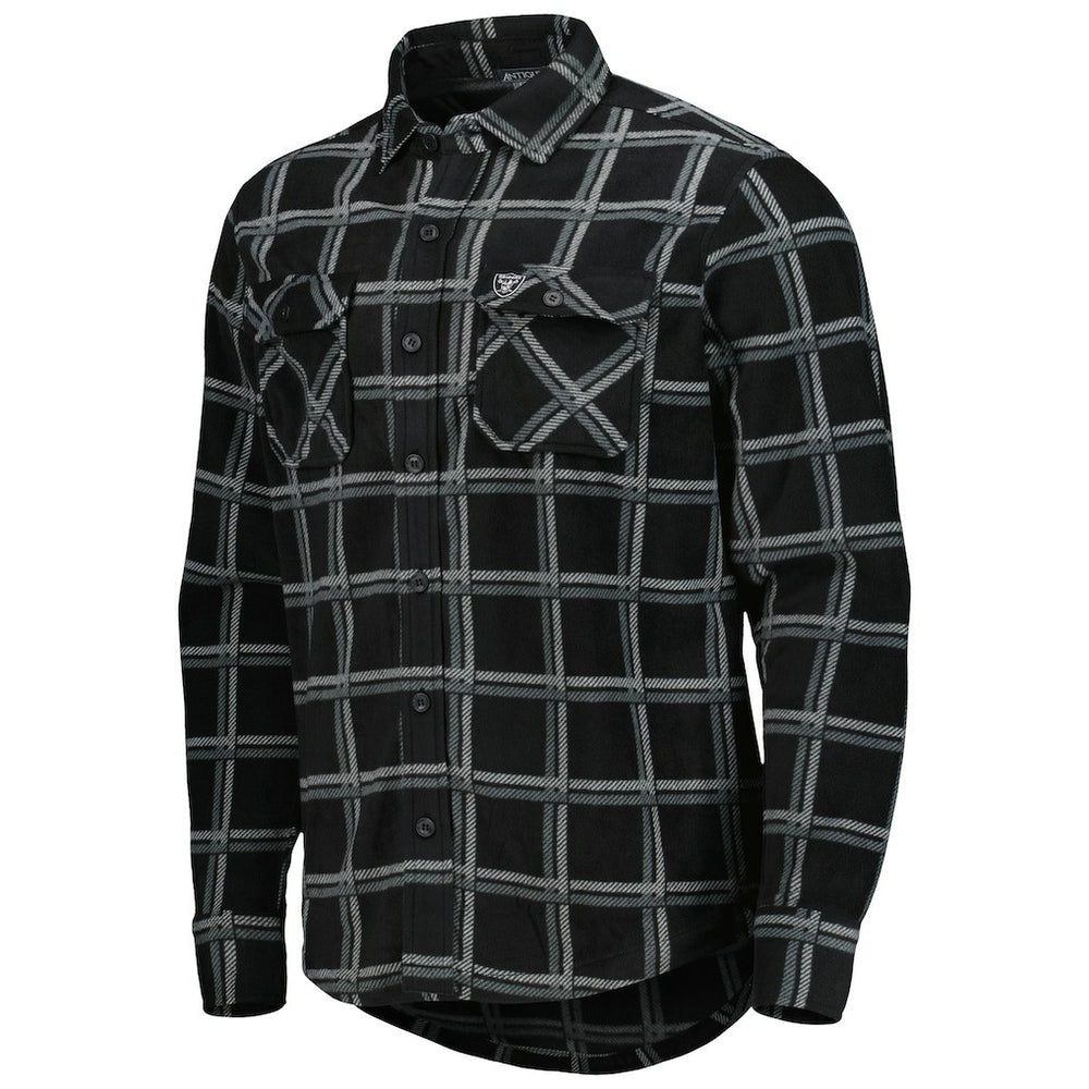 NFL Las Vegas Raiders Antigua Industry Flannel Button-Up Shirt Jacket