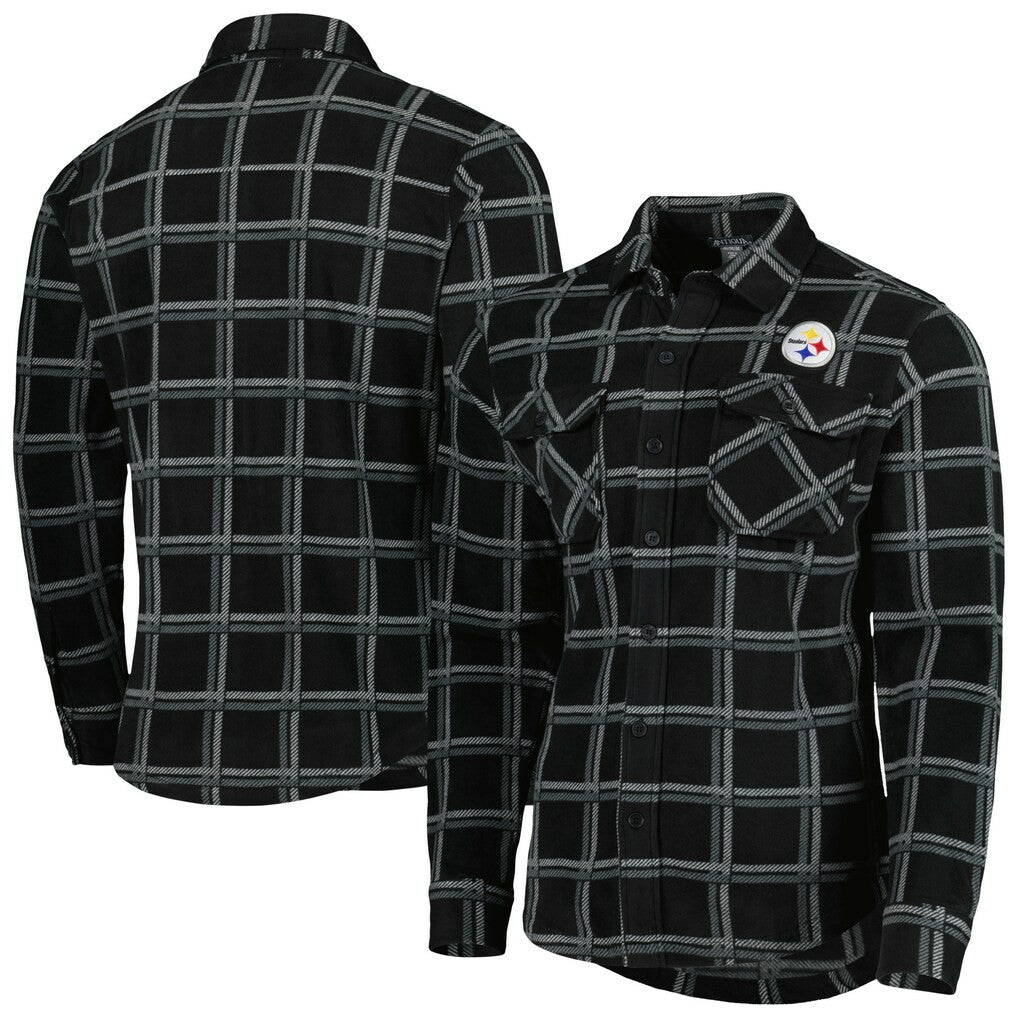 NFL Pittsburgh Steelers Antigua Industry Flannel Button-Up Shirt Jacket
