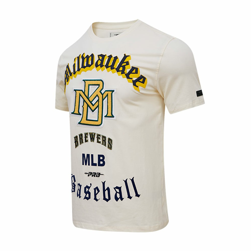 Milwaukee Brewers Pro Standard Cooperstown Collection Old English T-Shirt - Cream
