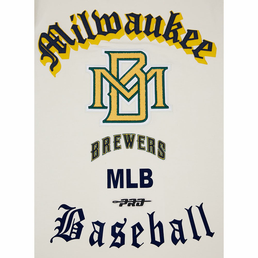 Milwaukee Brewers Pro Standard Cooperstown Collection Old English T-Shirt - Cream